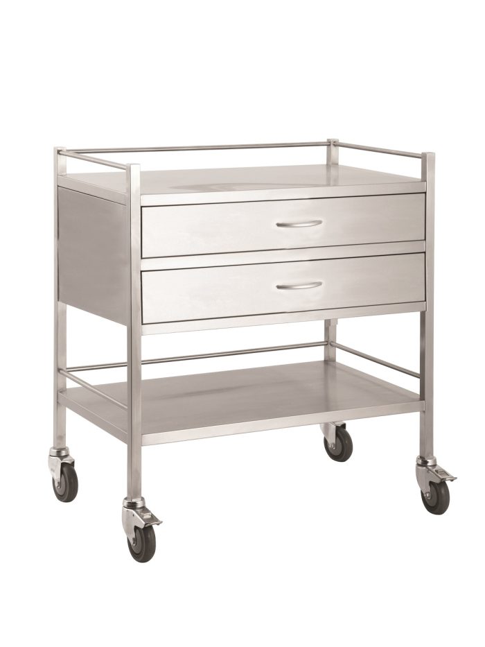 Stainless Steel Double Trolley - Two Drawer (Full Width)